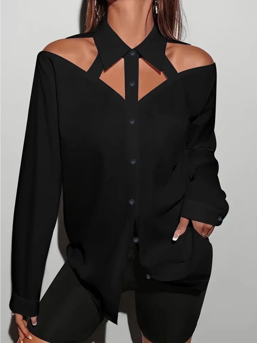 Women’s cut out button down collared shirt - new, no tags.